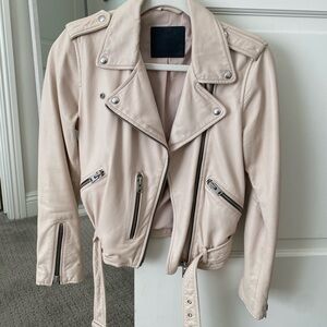 All Saints Pink Leather Biker Jacket